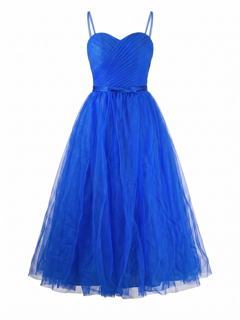 Royal Blue Tulle Corset Lace Back Tea Length Dress